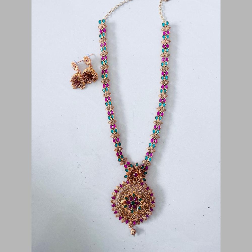 Sai Fashion Gold Plated Pota Stone Necklace Set