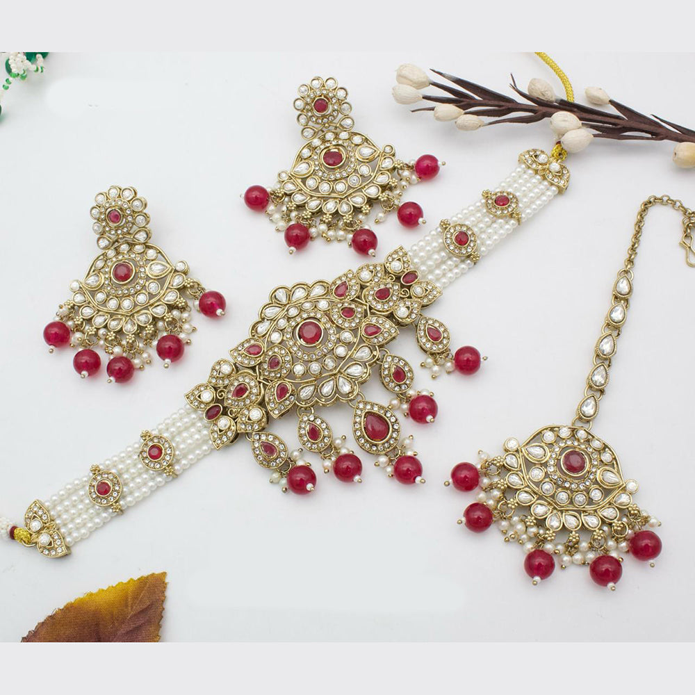 Sai Fashion Gold Plated Kundan Choker Necklace Set