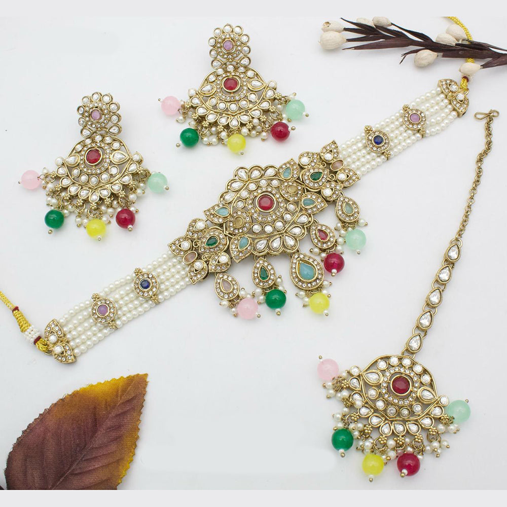 Sai Fashion Gold Plated Kundan Choker Necklace Set