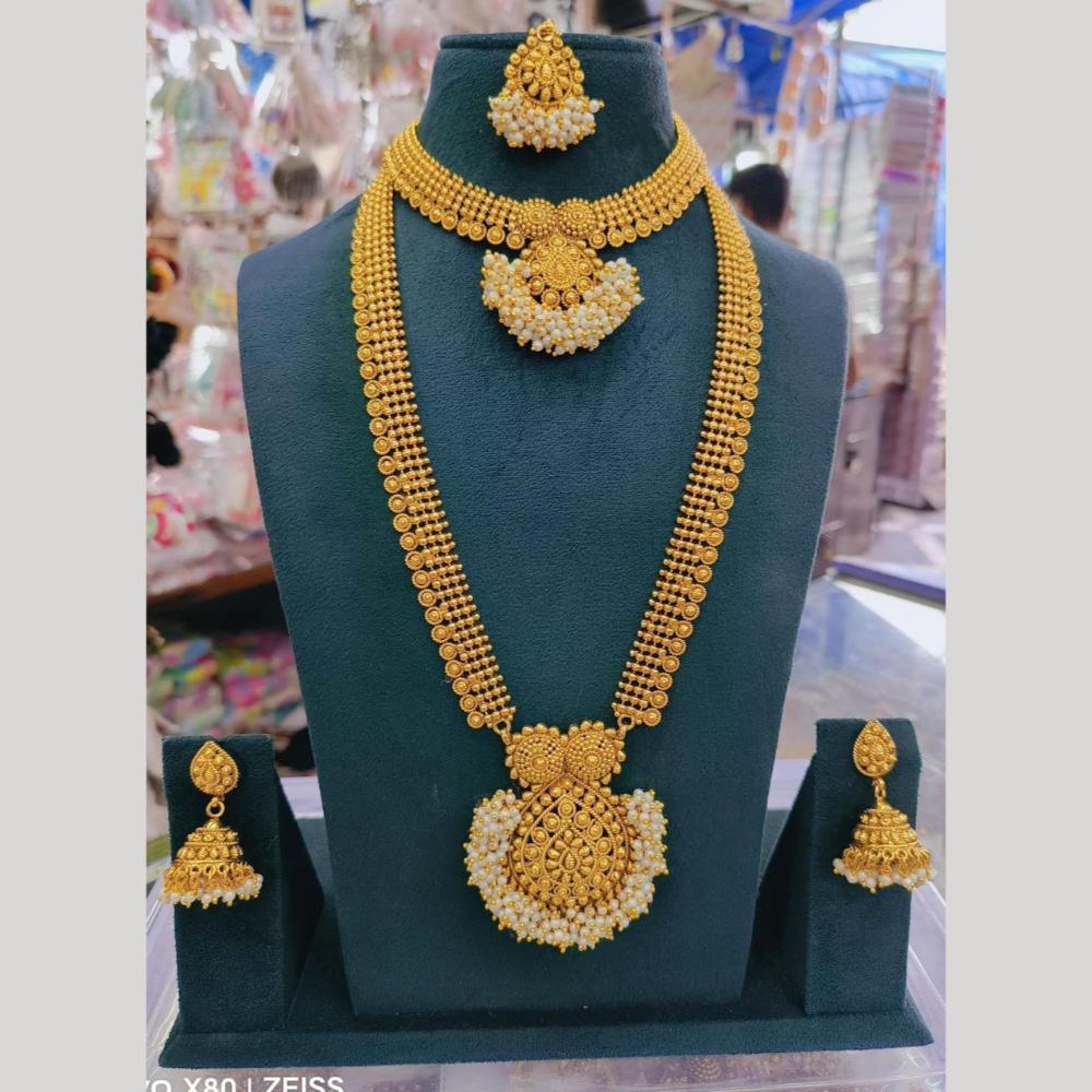 Sai Fashion Gold Plated Double Necklace Set