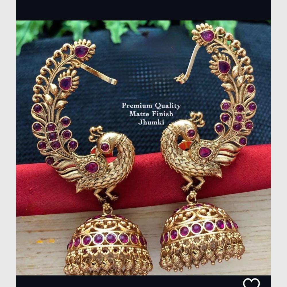 Sai Fashion Premium Quality Matte Finish Elegant Pota Stone Jhumki Earrings