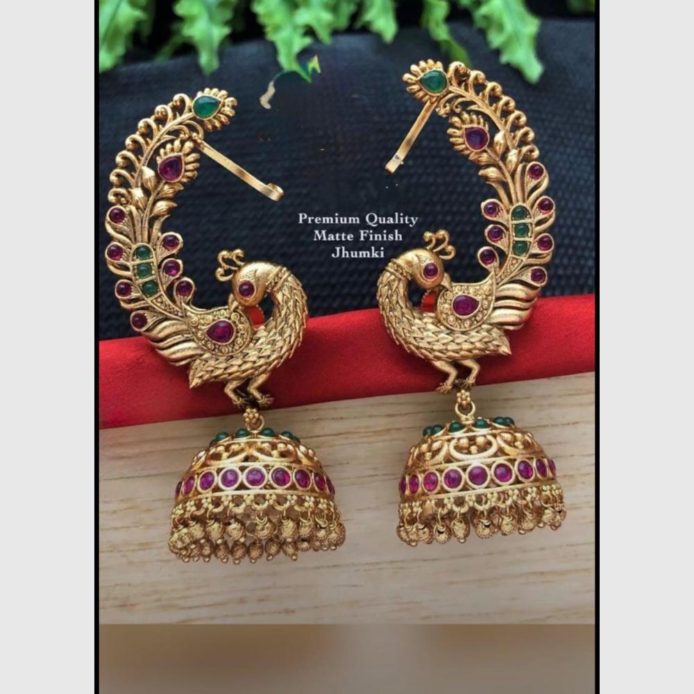 Sai Fashion Premium Quality Matte Finish Elegant Pota Stone Jhumki Earrings