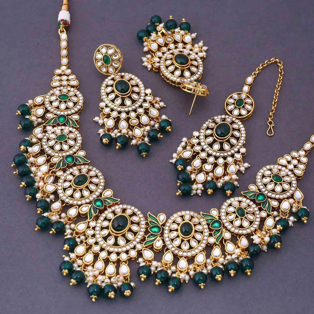 Sai Fashion Designer Kundan Stone And Beads Necklace Set