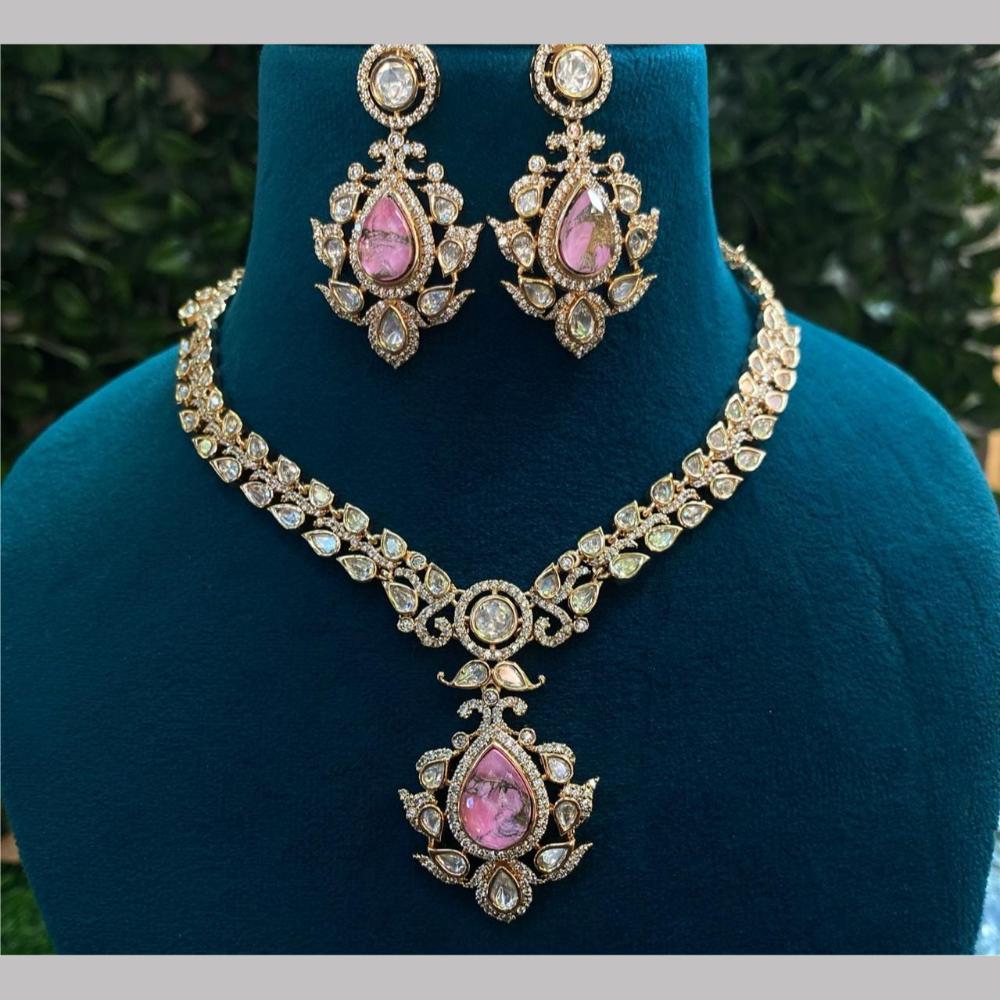 Shagna Gold Plated Polki Kundan Stone Necklace Set