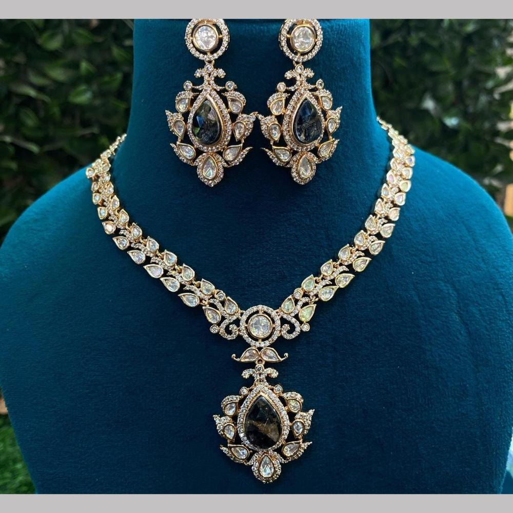 Shagna Gold Plated Polki Kundan Stone Necklace Set