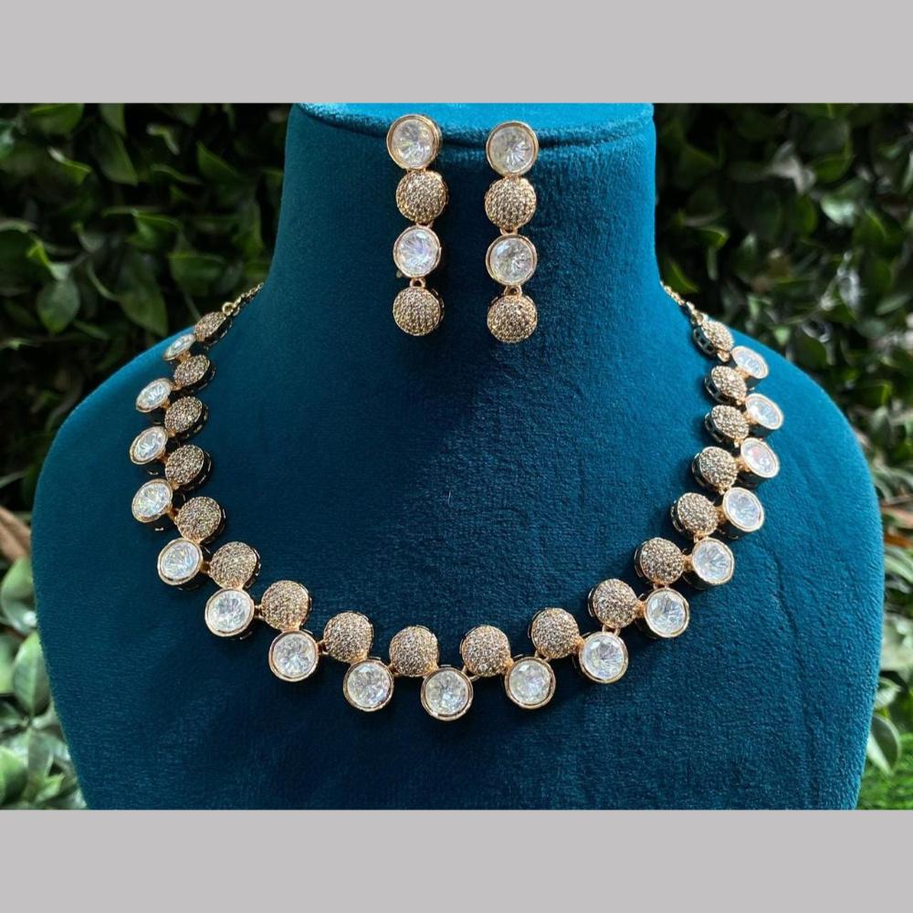 Shagna Gold Plated Polki Kundan Stone Necklace Set