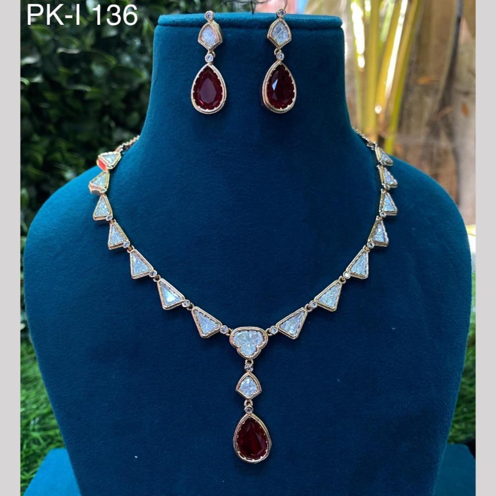 Shagna Gold Plated Polki Kundan Stone Necklace Set