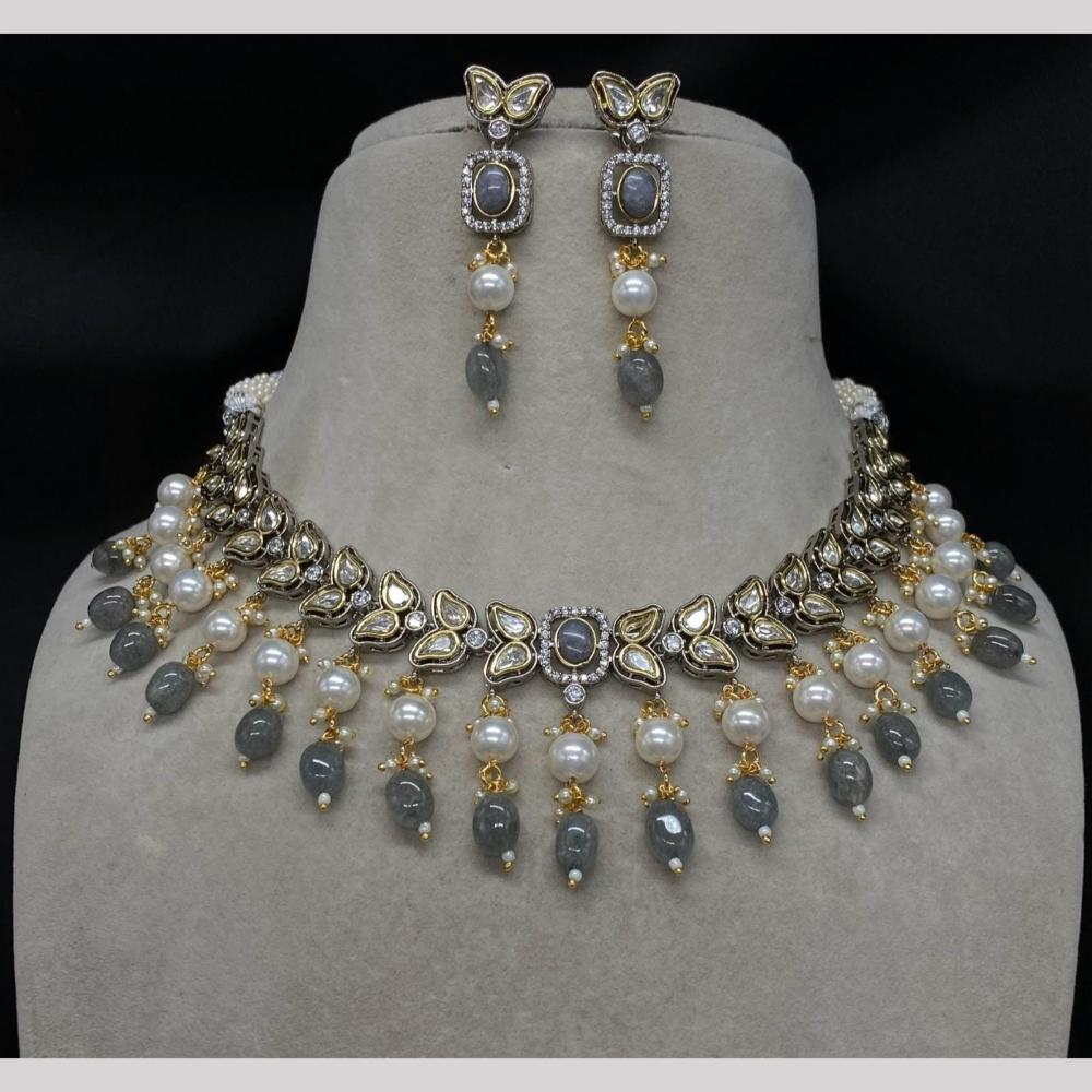Shagna Gold Plated Polki Kundan Stone And Beads Necklace Set
