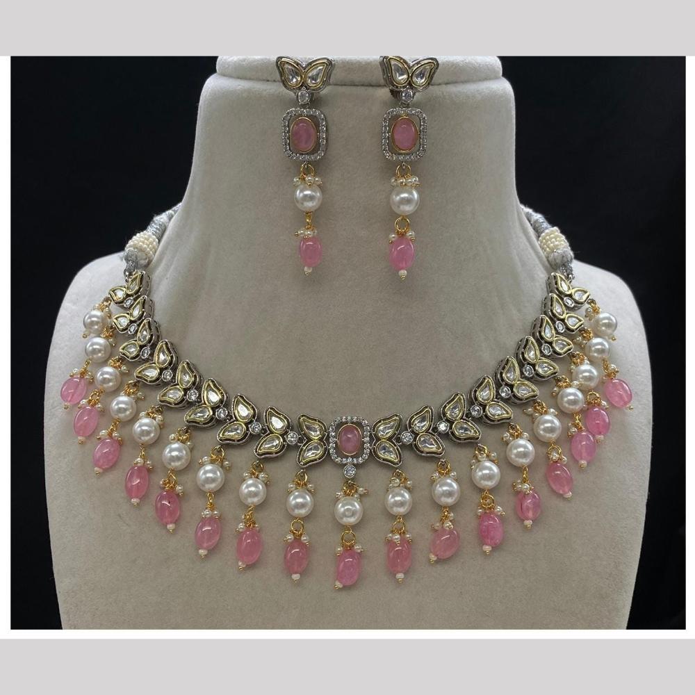 Shagna Gold Plated Polki Kundan Stone And Beads Necklace Set