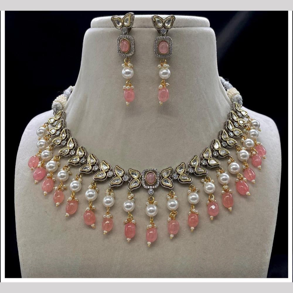 Shagna Gold Plated Polki Kundan Stone And Beads Necklace Set