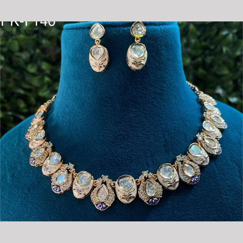 Shagna Gold Plated Polki Kundan Stone And Meenakari Necklace Set