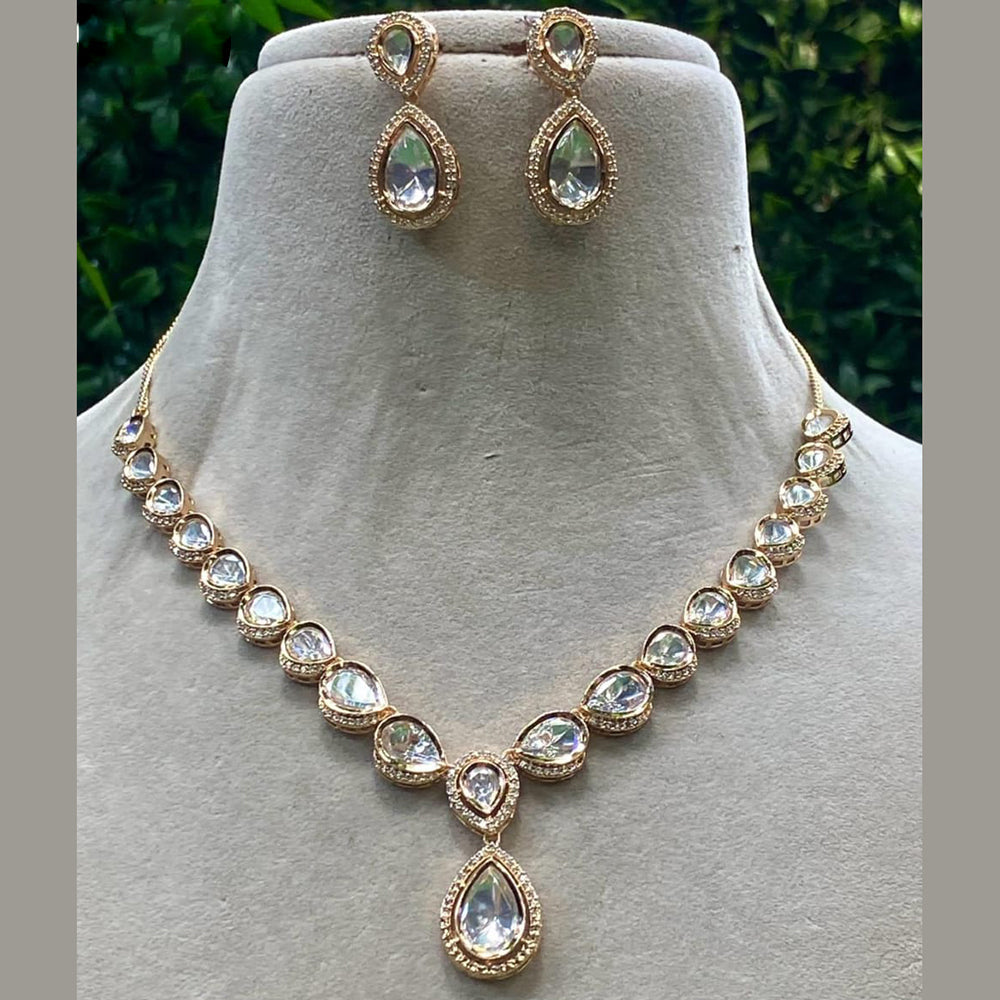 Shagna Gold Plated Polki Kundan Stone Necklace Set