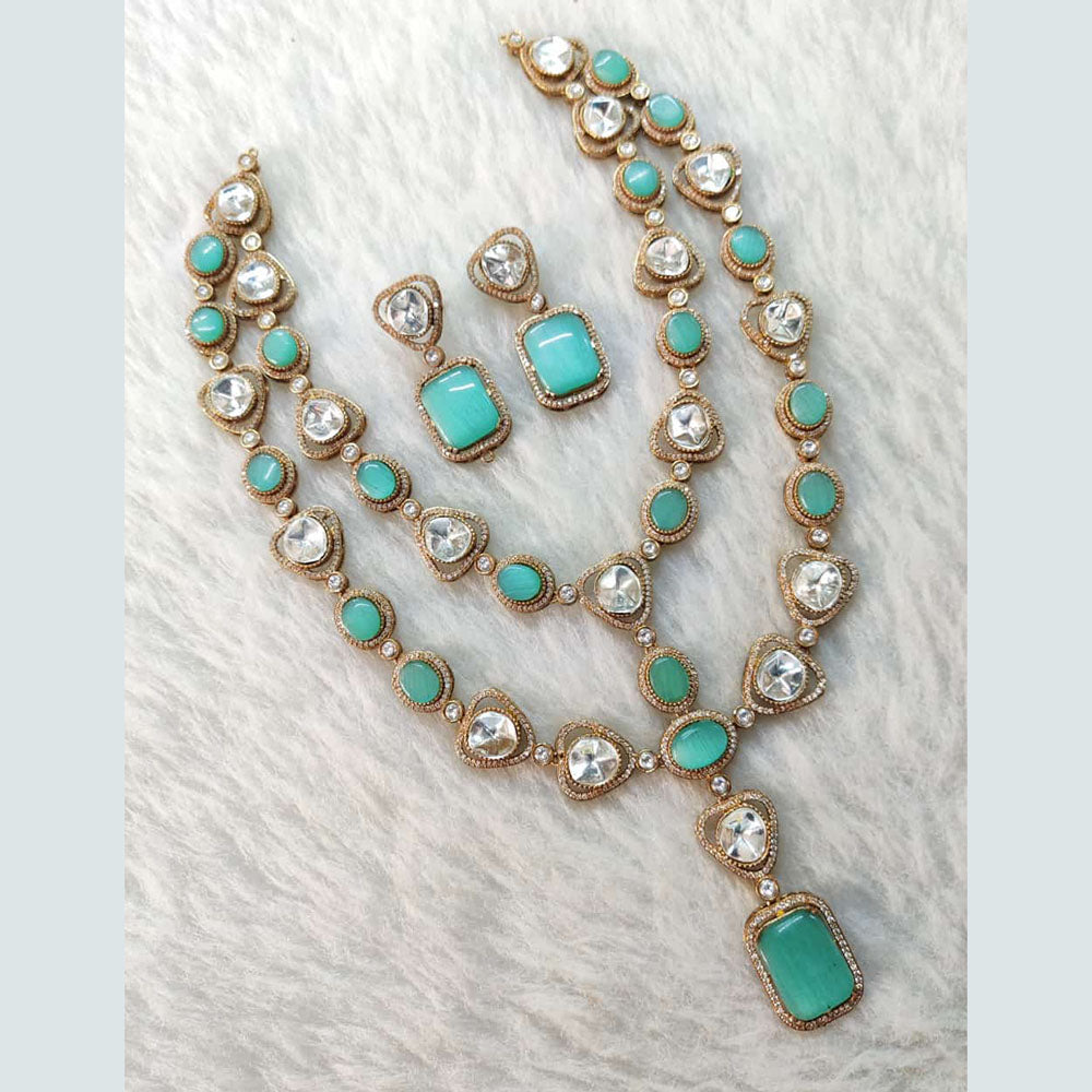 Shagna Gold Plated Polki Kundan Stone Necklace Set