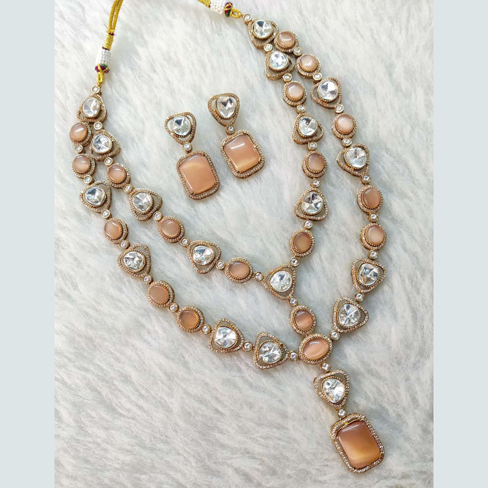 Shagna Gold Plated Polki Kundan Stone Necklace Set