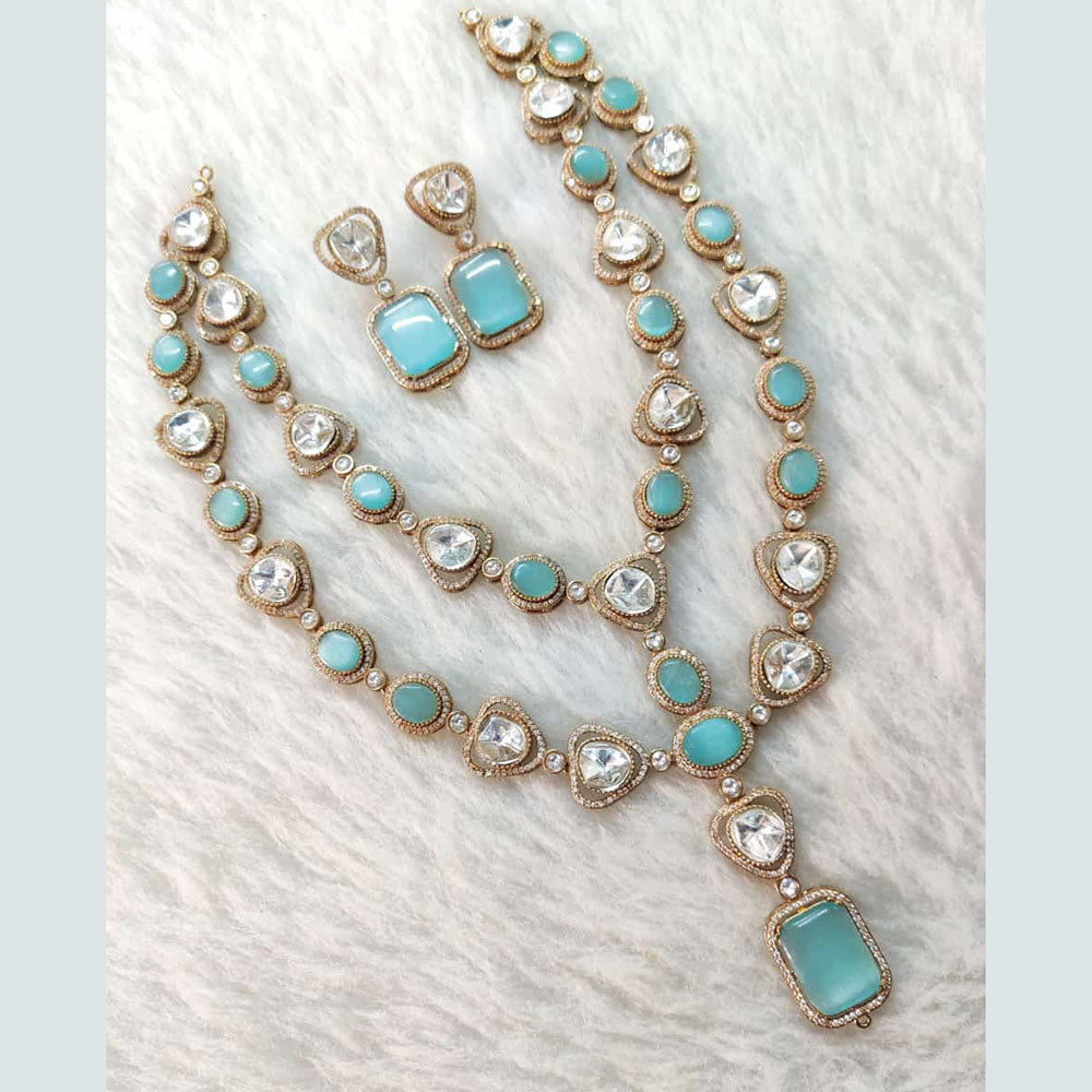 Shagna Gold Plated Polki Kundan Stone Necklace Set