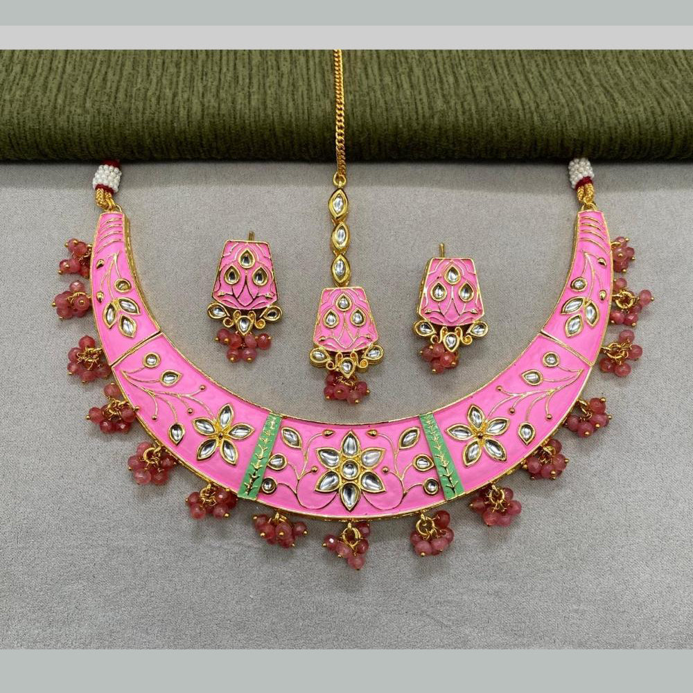 Shagna Gold Plated Kundan Stone And Pearl Necklace Set