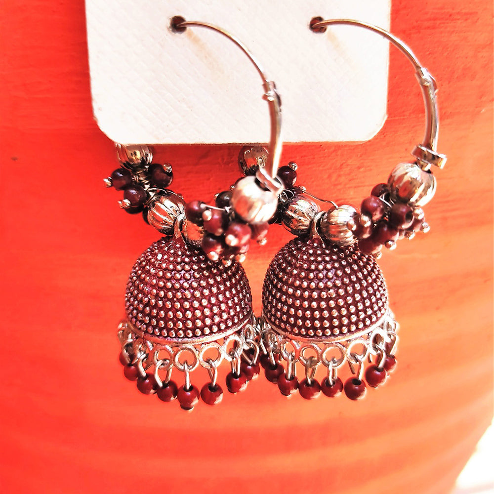 H K Fashion Silver Plated Jhumki Earrings