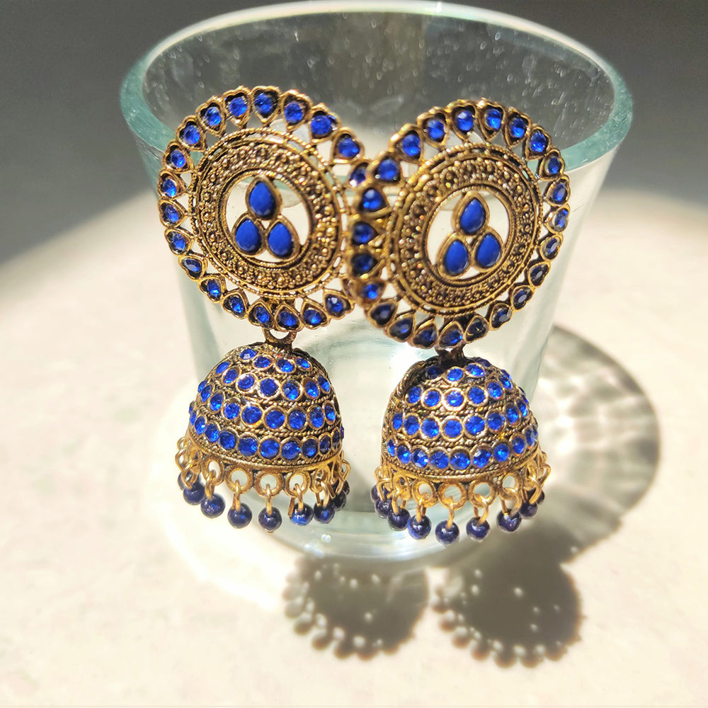 H K Fashion Gold Plated Austrian Stone Jhumki Earrings