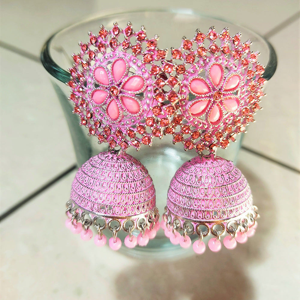 H K Fashion Gold Plated Austrian Stone Jhumki Earrings