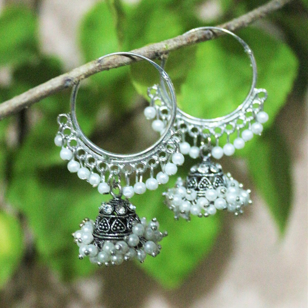 H K Fashion Silver Plated Jhumki Earrings