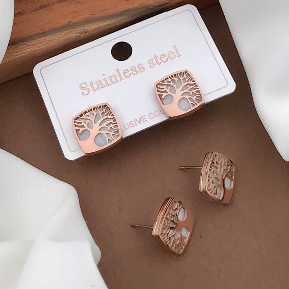 Earrings Rose Gold Plated Stainless Steel Stylish Clover Cuff 18K