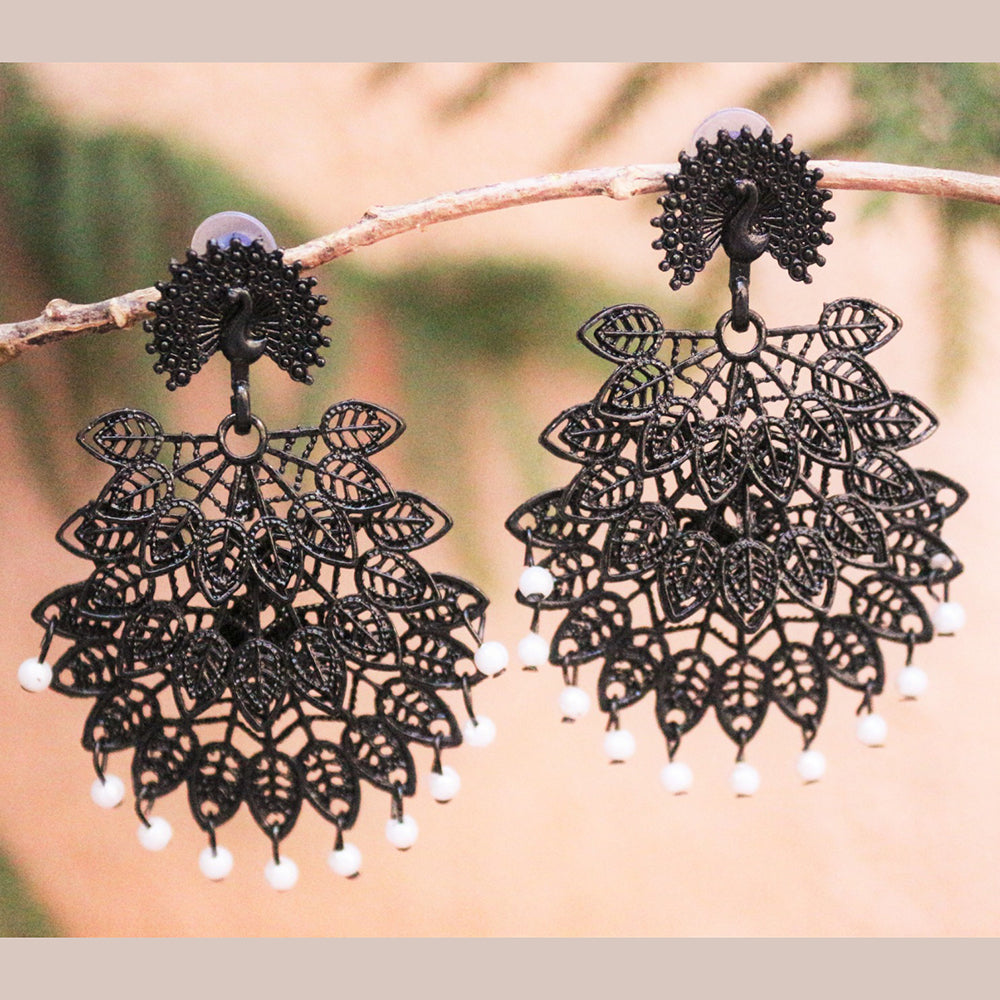 H K Fashion Black Plated Dangler Earrings