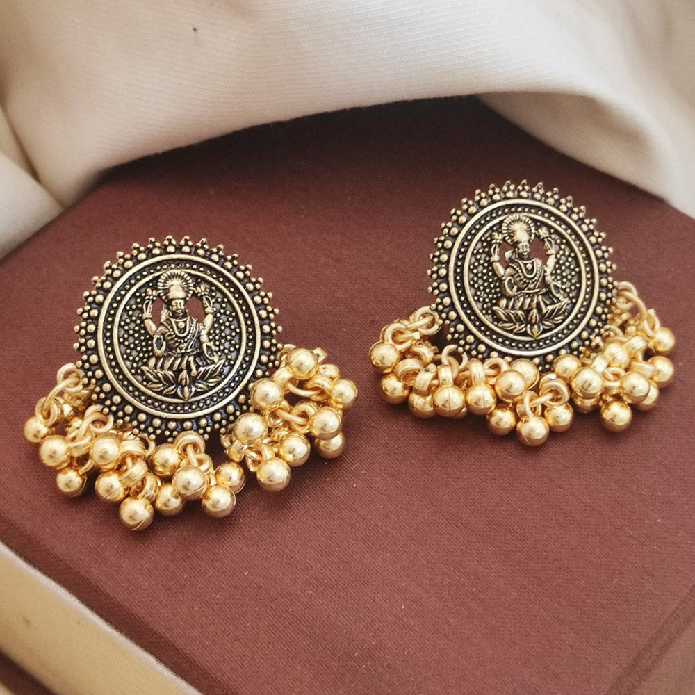 H K Fashion Gold Plated Temple Dangler Earrings