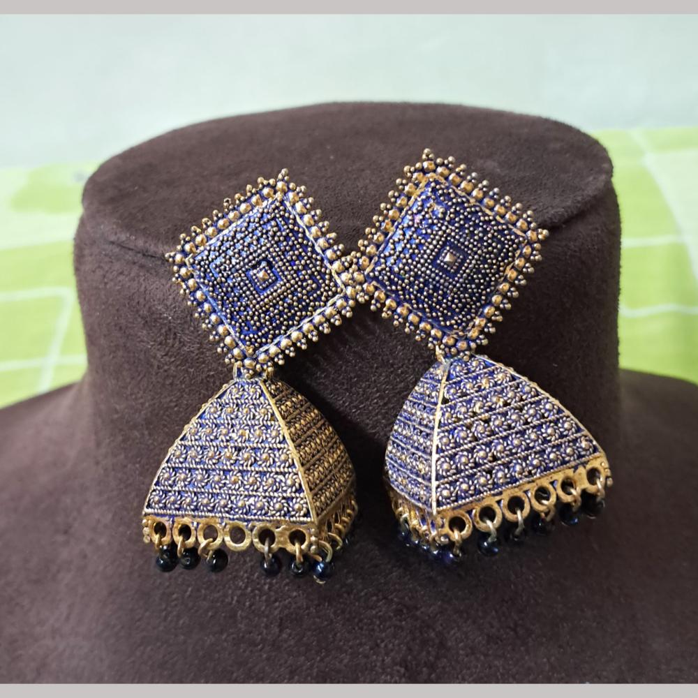 H K Fashion Gold Plated Beads Jhumki Earrings