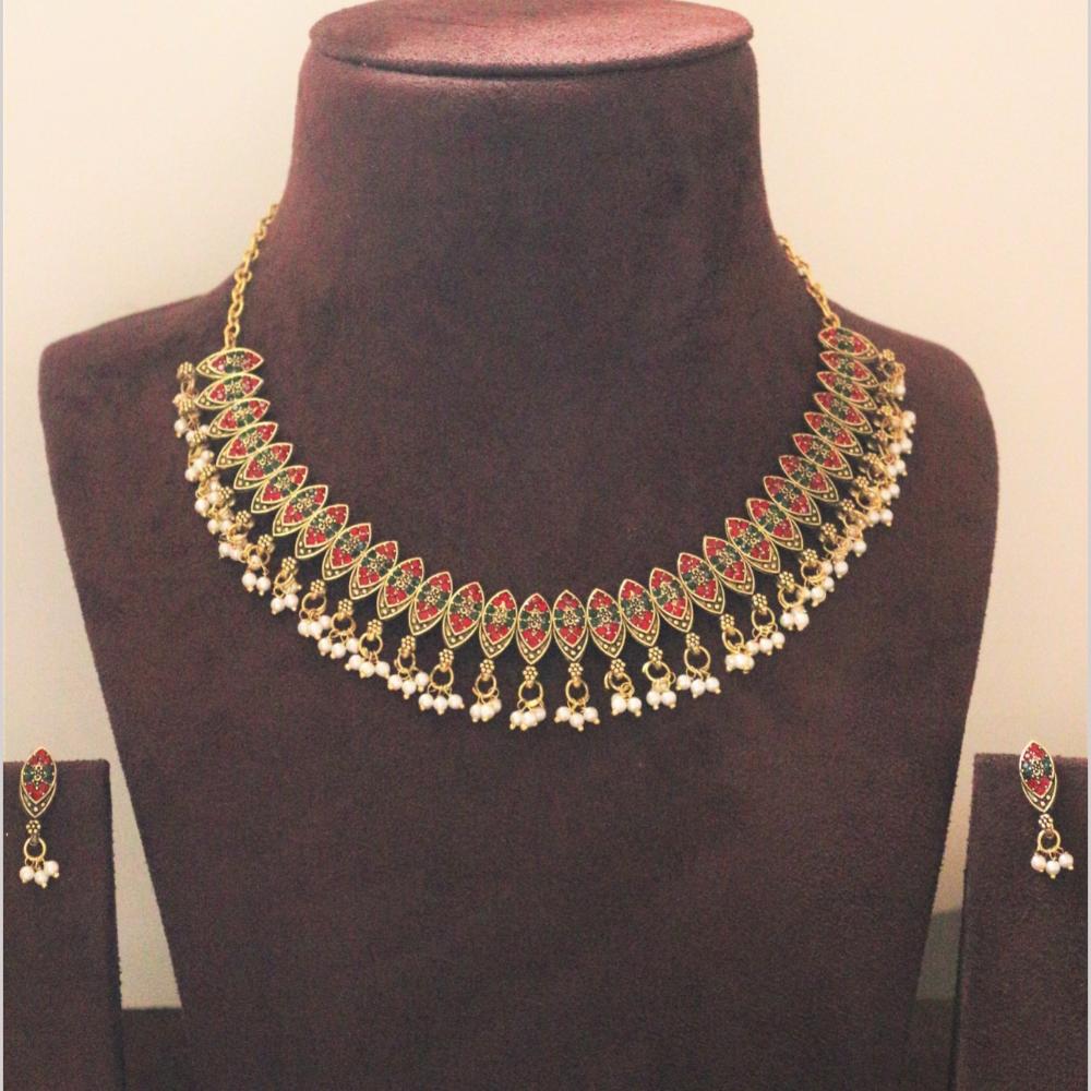 H K Fashion Gold Plated American Diamonds Necklace Set