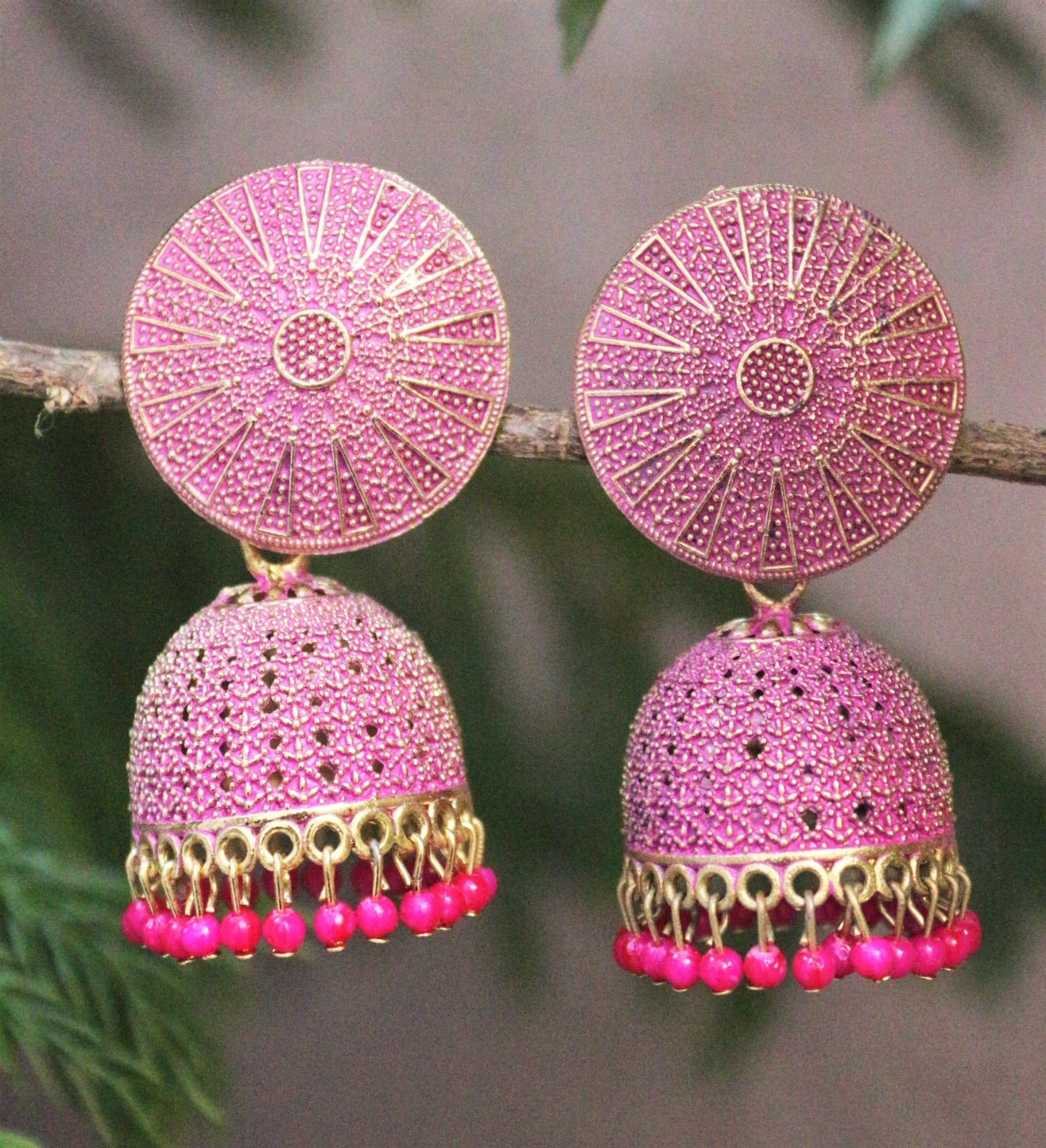 H K Fashion Gold Plated Pearls Jhumki Earrings
