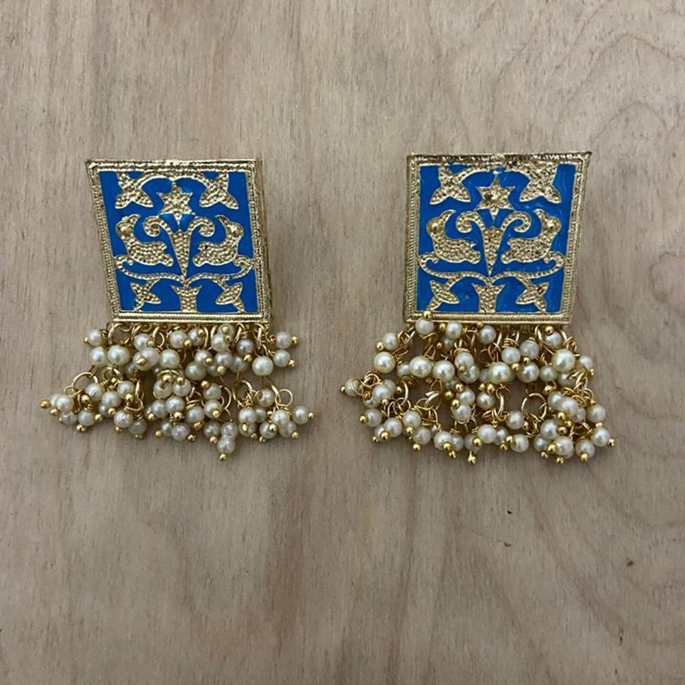 India Art Gold Plated Meenakari Earrings