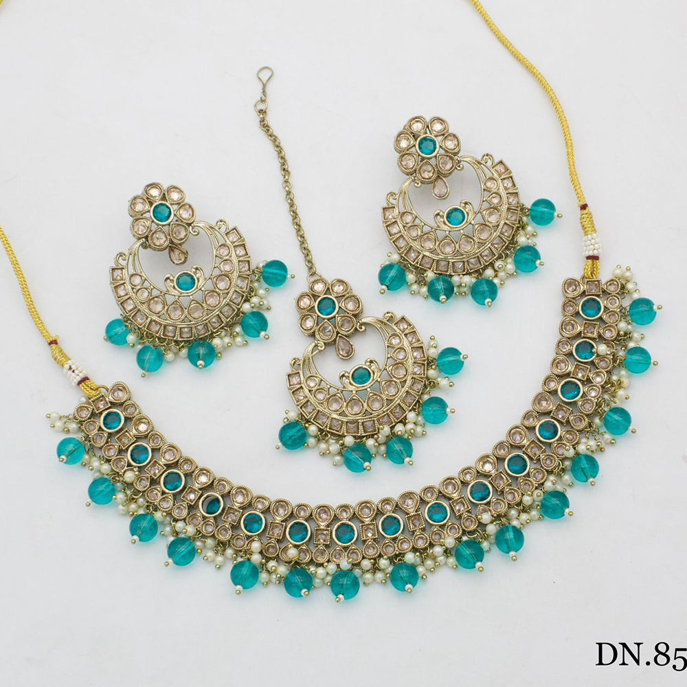 India Art Gold Plated Crystal Stone Necklace Set