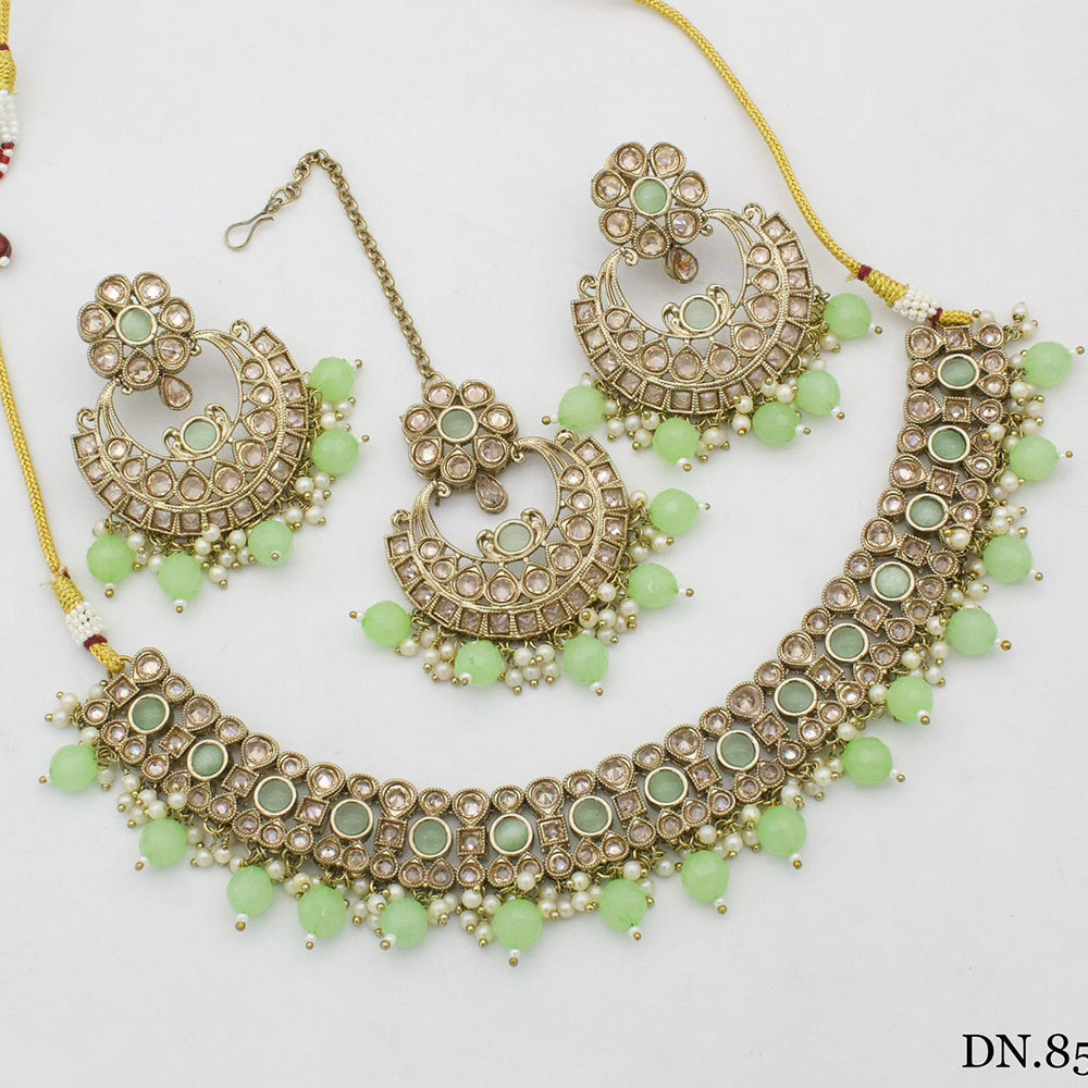 India Art Gold Plated Crystal Stone Necklace Set