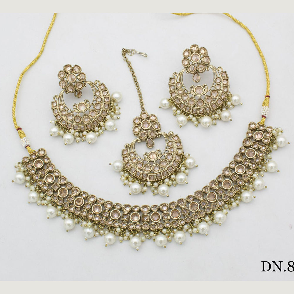 India Art Gold Plated Crystal Stone Necklace Set