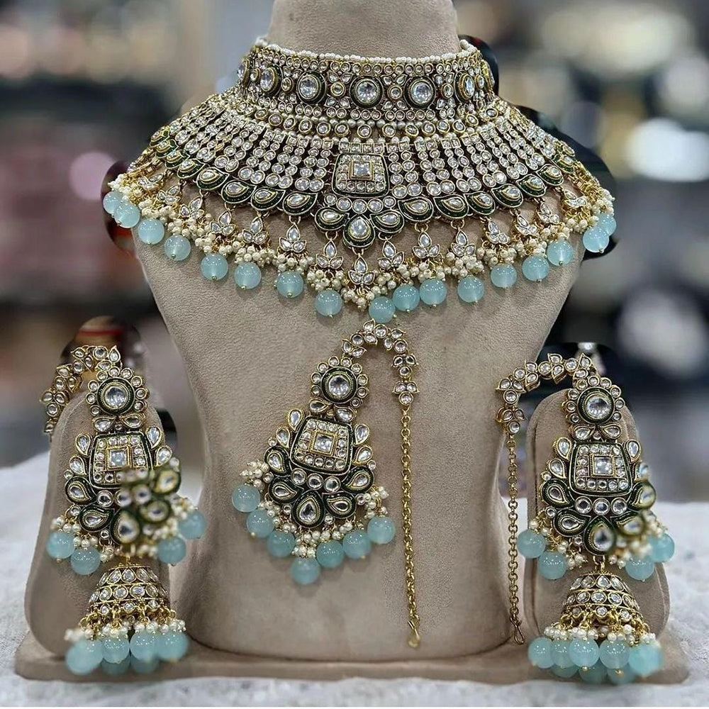 India Art Gold Plated Kundan Necklace Set – JewelEMarket