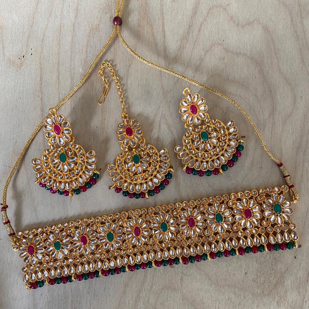 India Art Gold Plated Kundan Necklace Set