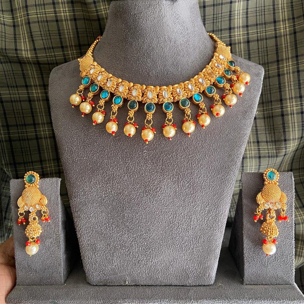 India Art Gold Plated Kundan Necklace Set