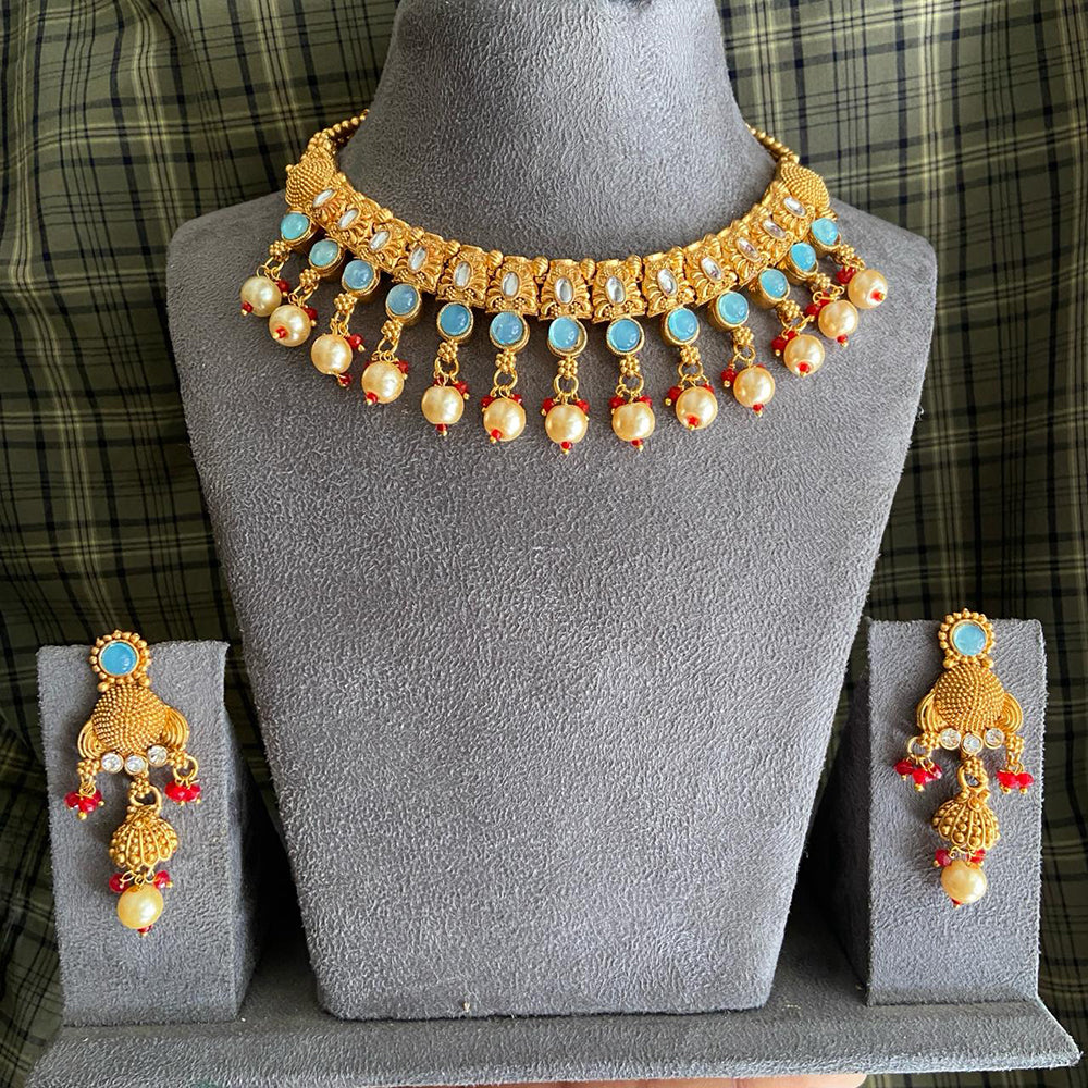 India Art Gold Plated Kundan Necklace Set