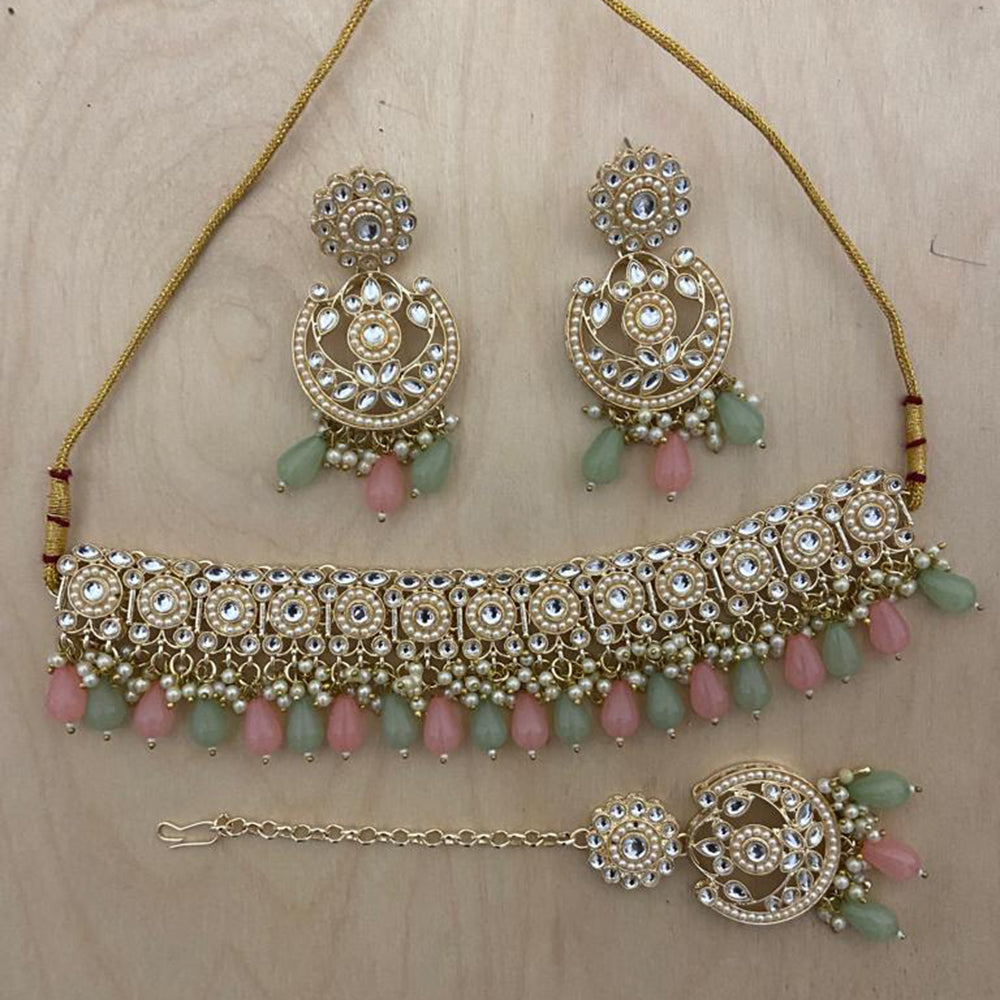India Art Gold Plated Kundan Choker Necklace Set