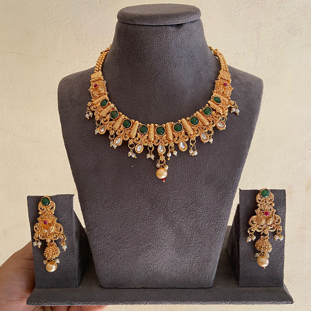 India Art Gold Plated Kundan Necklace Set