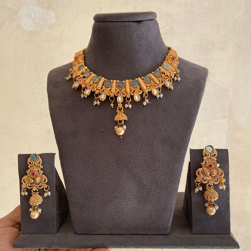 India Art Gold Plated Kundan Necklace Set