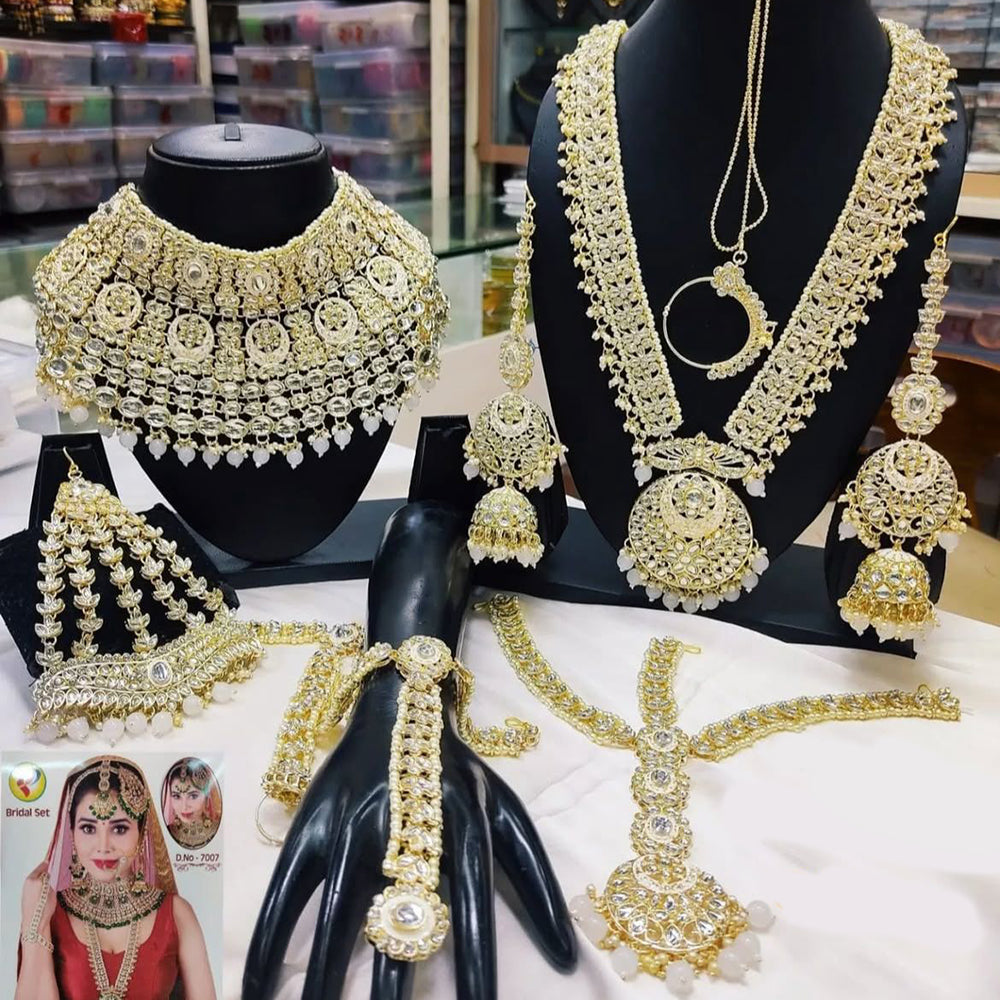 India Art Gold Plated Kundan Stone Beads And Meenakari Bridal Set
