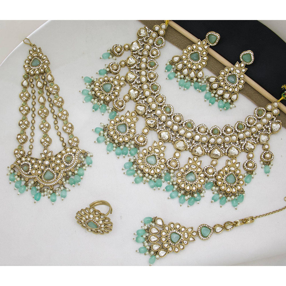 India Art Heritage Glow Pota Stone Pearl And Beaded Necklace Set