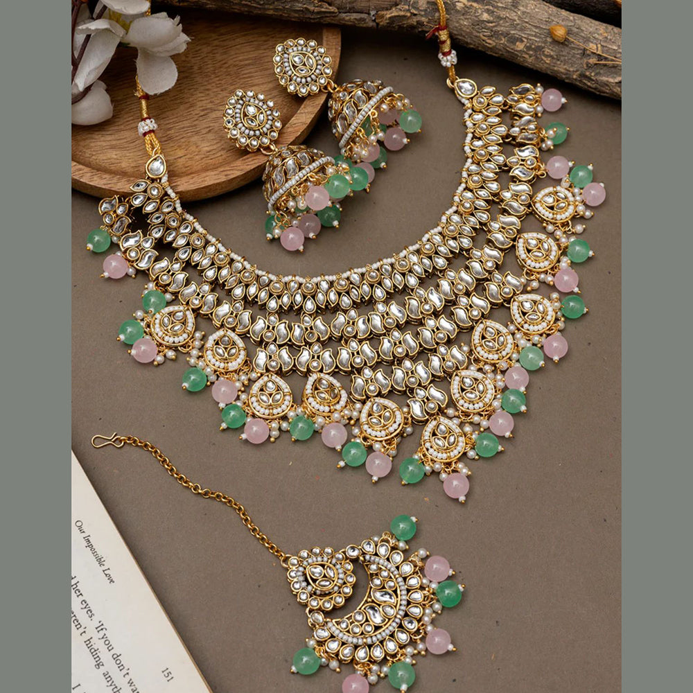 India Art Royal Kundan Stone And Beads Necklace Set