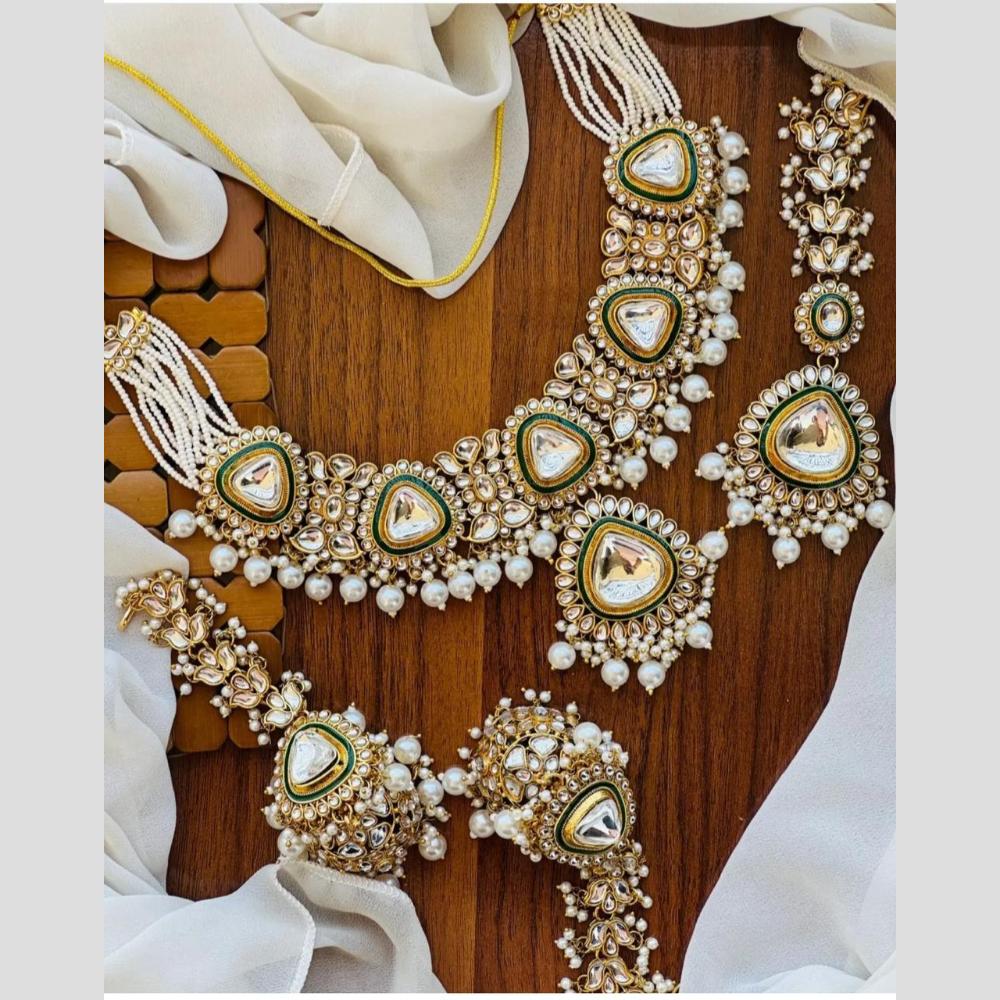 Sai Fashion Elegant Kundan Stone And Beads Choker Necklace Set
