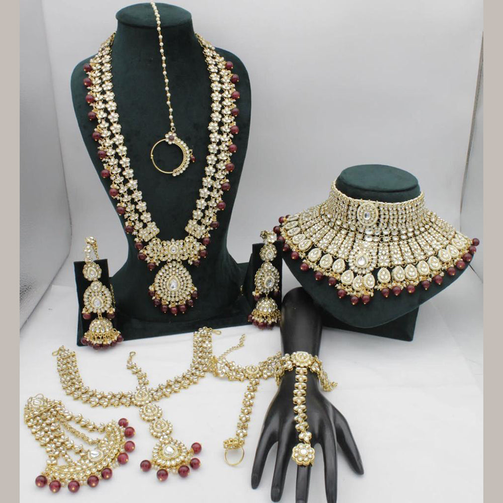 India Art Designer Kundan Stone And Beads Beads Bridal Set
