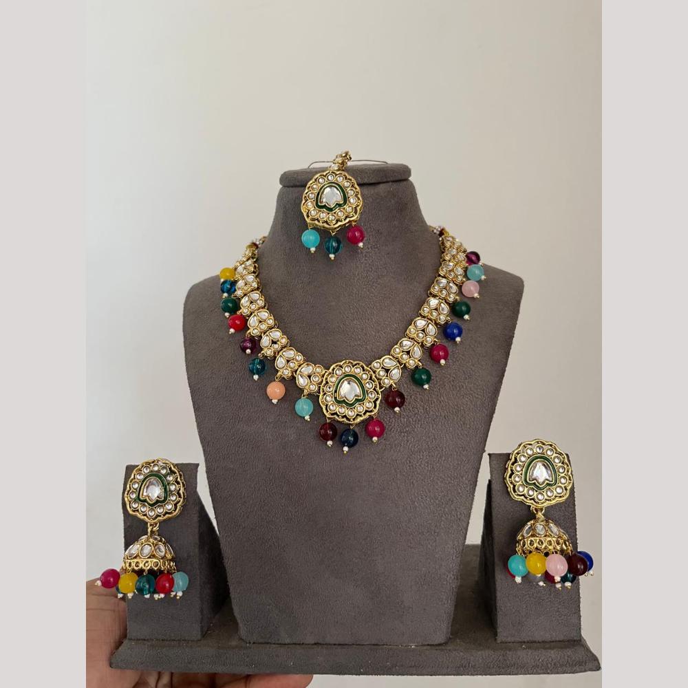 India Art Classic Kundan Stone Pearl And Beads Necklace Set