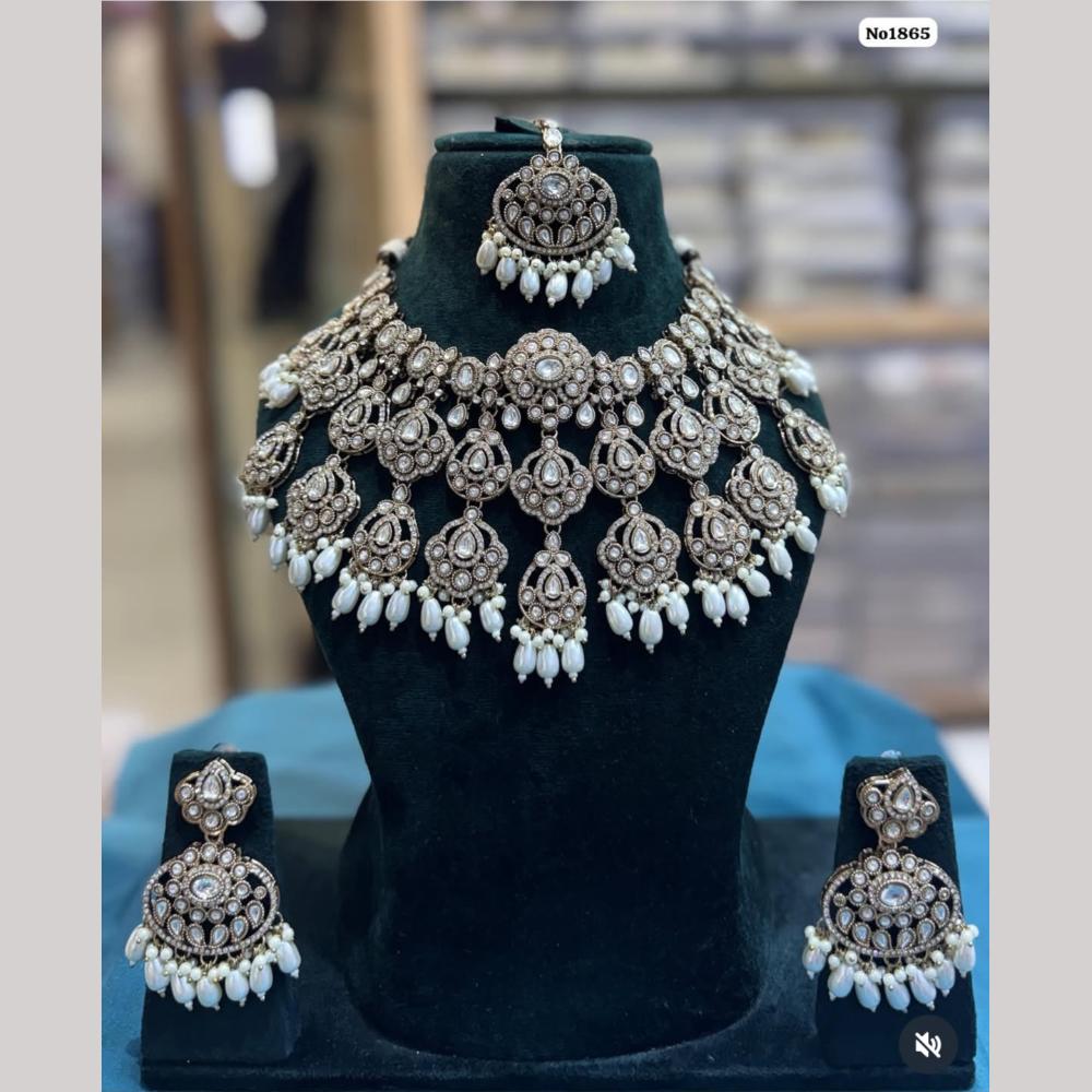 India Art Premium Pota Stone And Beads Traditional Necklace Set