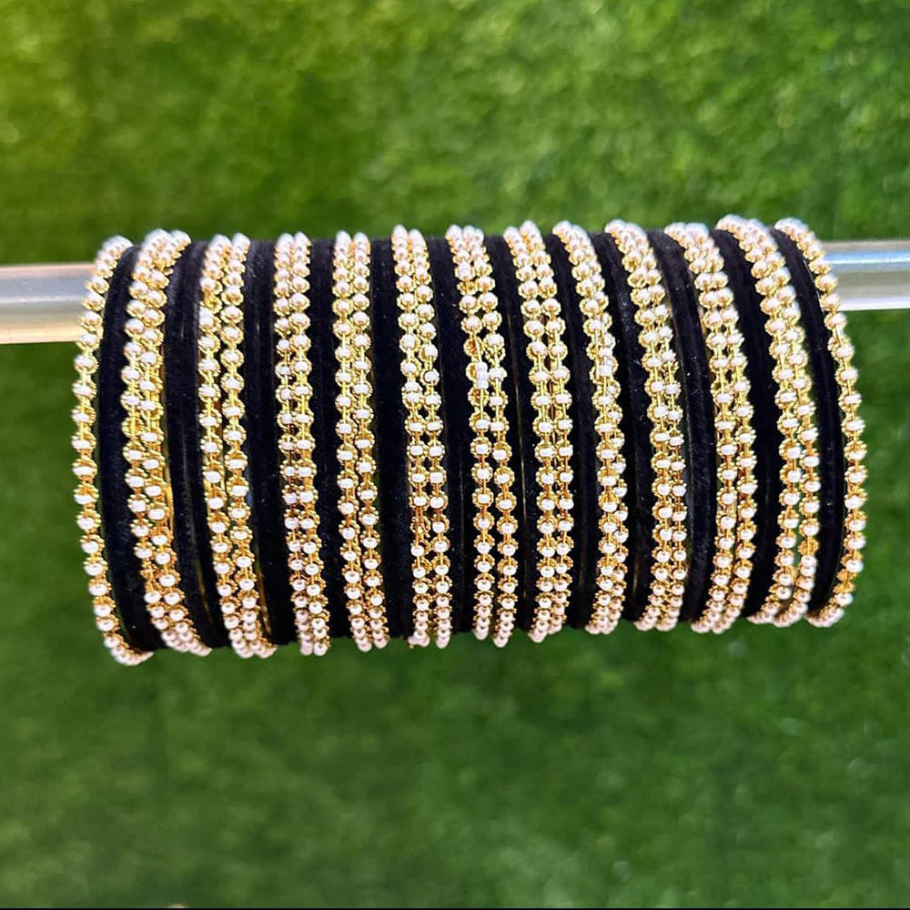 Pooja Bangles Gold Plated Velvet Bangles Set