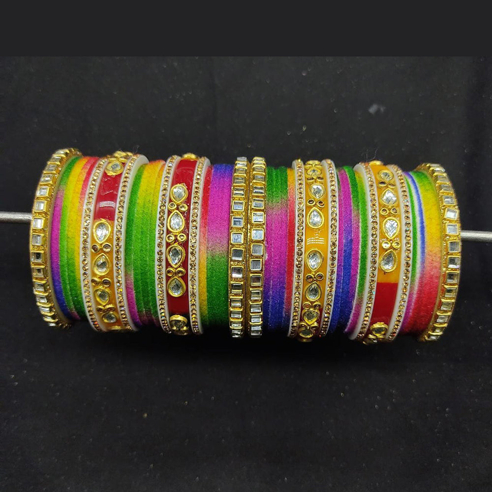 Pooja Bangles Gold Plated Velvet Bangles Set